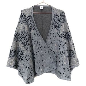 Cabi Gigi Grey Leopard Sweater Cape